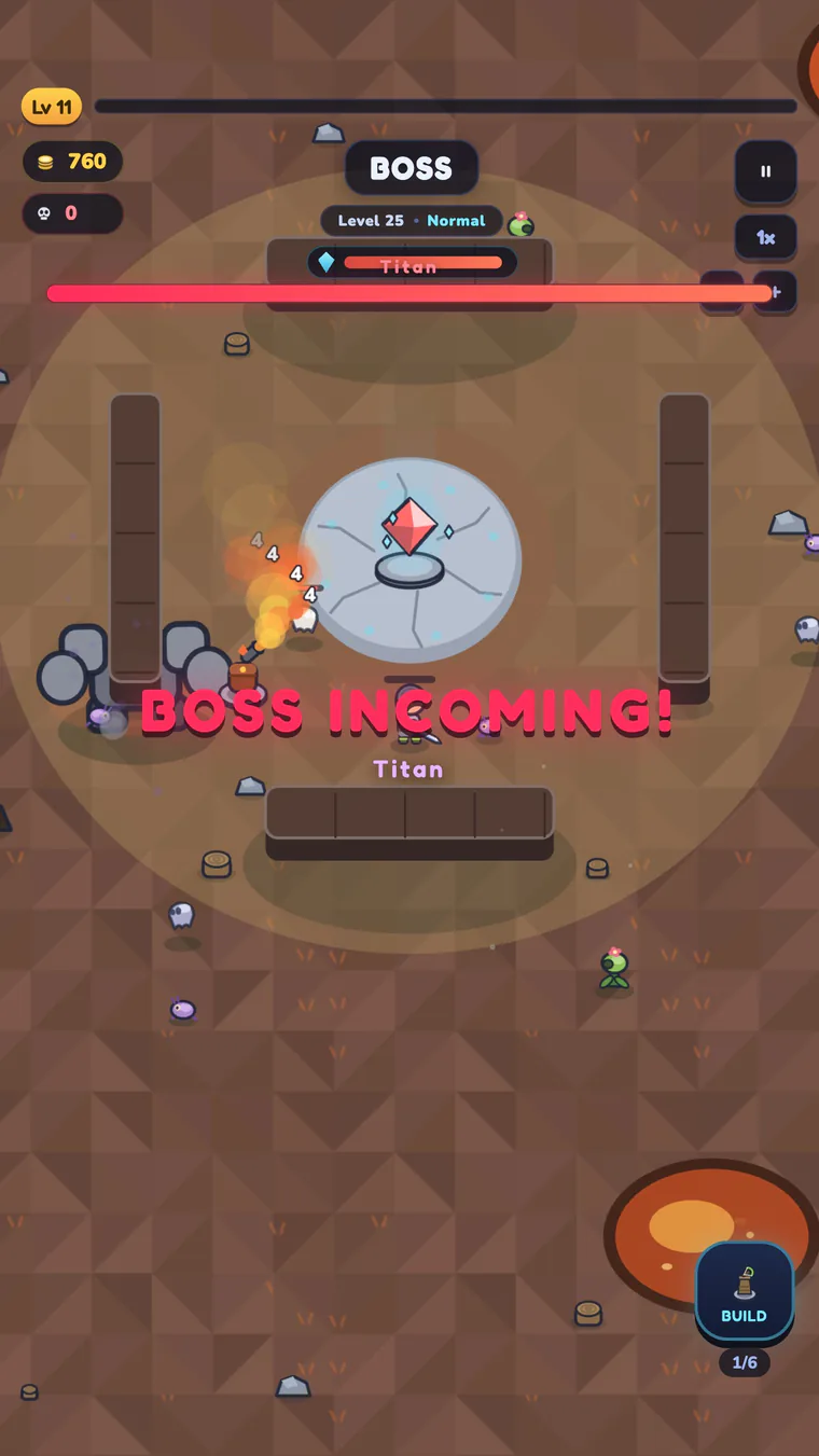 Boss warning: the Titan enters the arena in the Lava Fields